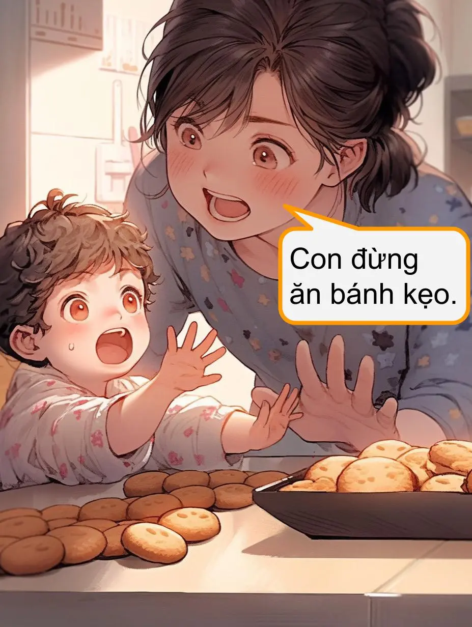 Con đừng ăn bánh kẹo. お菓子を食べないで
